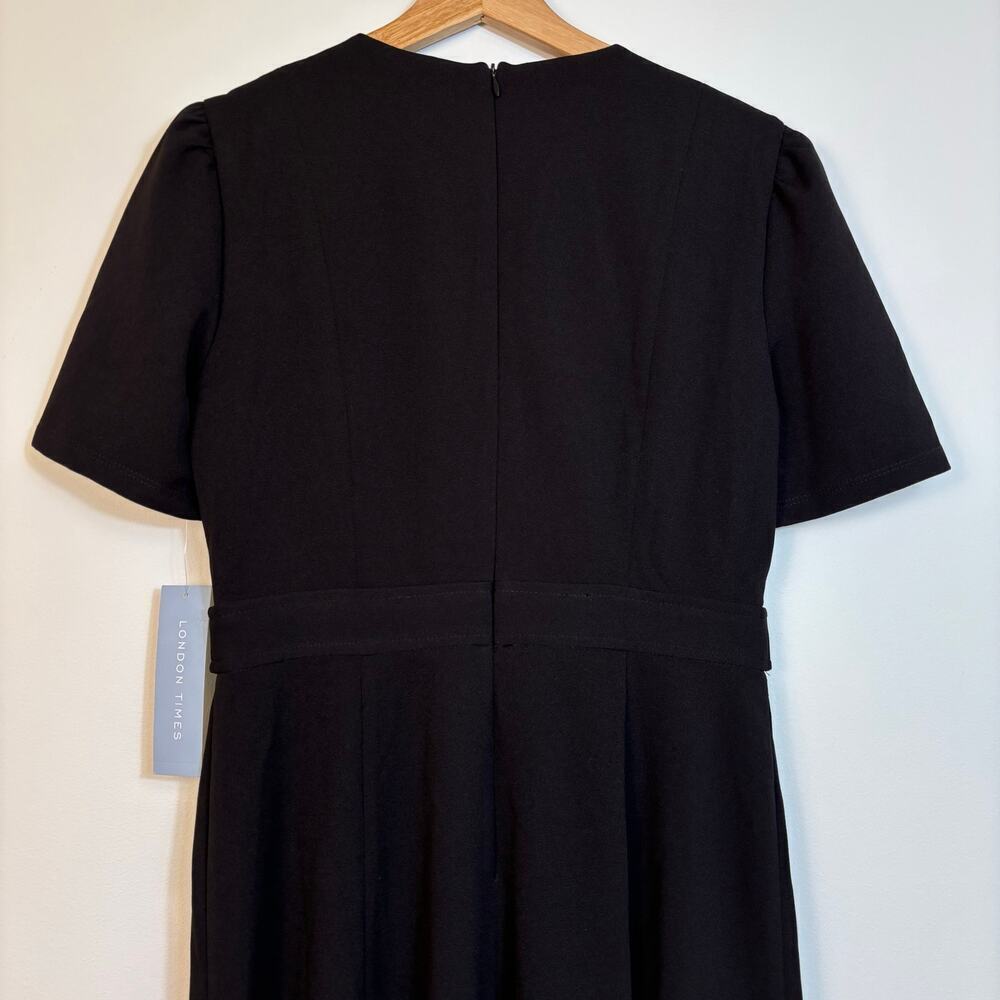 London Times Short Sleeve Fit and Flare Midi Dress Size 6 Taps Minimal Fall NWT - Picture 13 of 13
